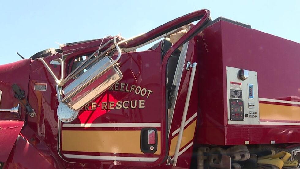 Samburg fire tanker rolls over while responding to fire.
