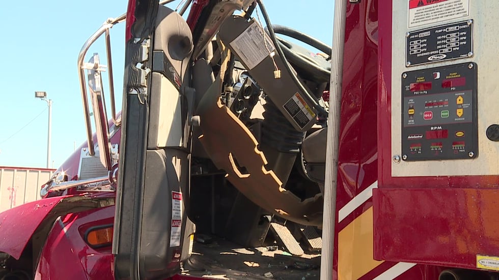Samburg fire tanker rolls over while responding to fire.