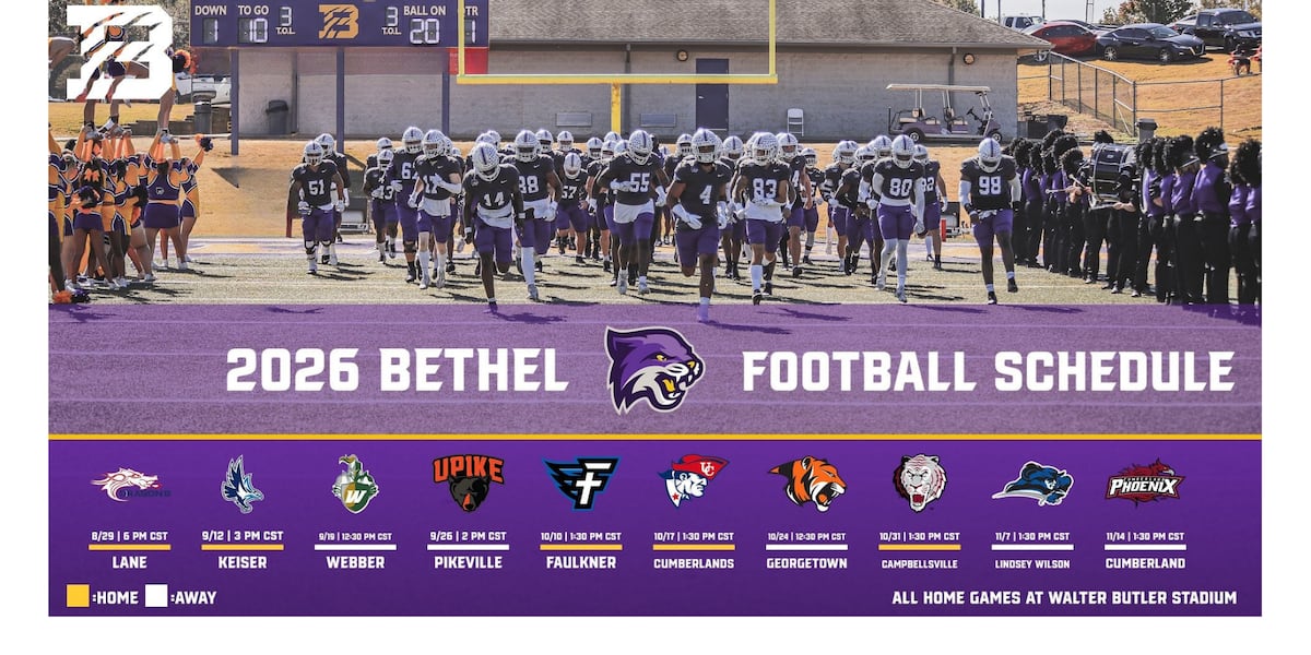 Bethel Football release 2026 Schedule